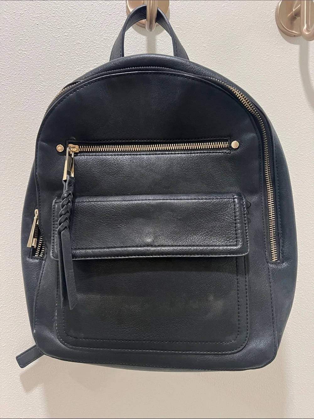GAP Black Leather Mini Backpack - Sleek Everyday Bag